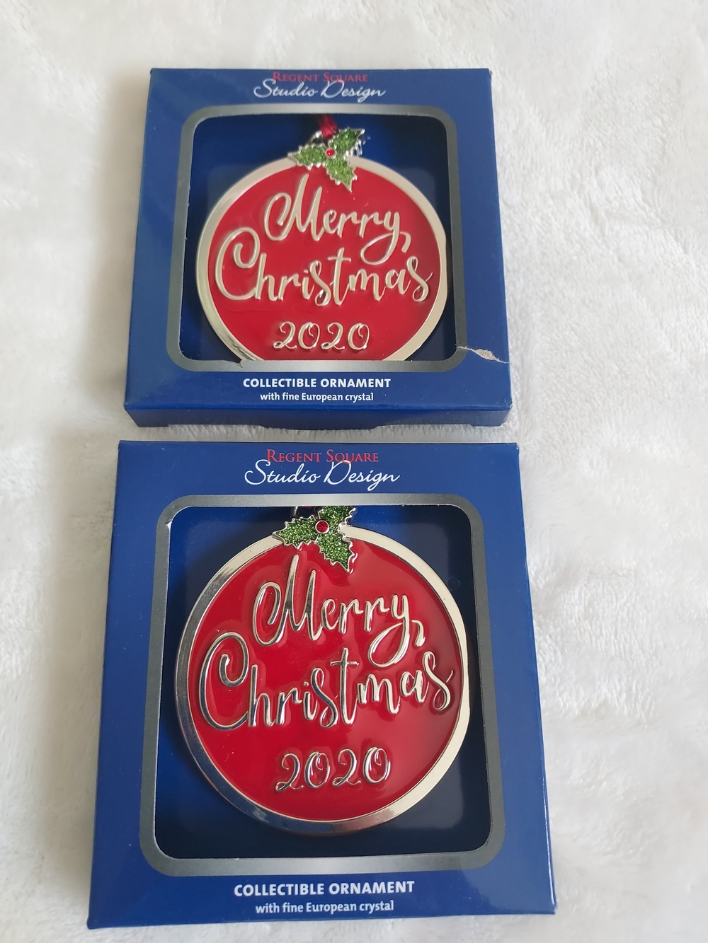 Merry Covid Christmas 2020 Red & Silver Metal Collectible Ornament